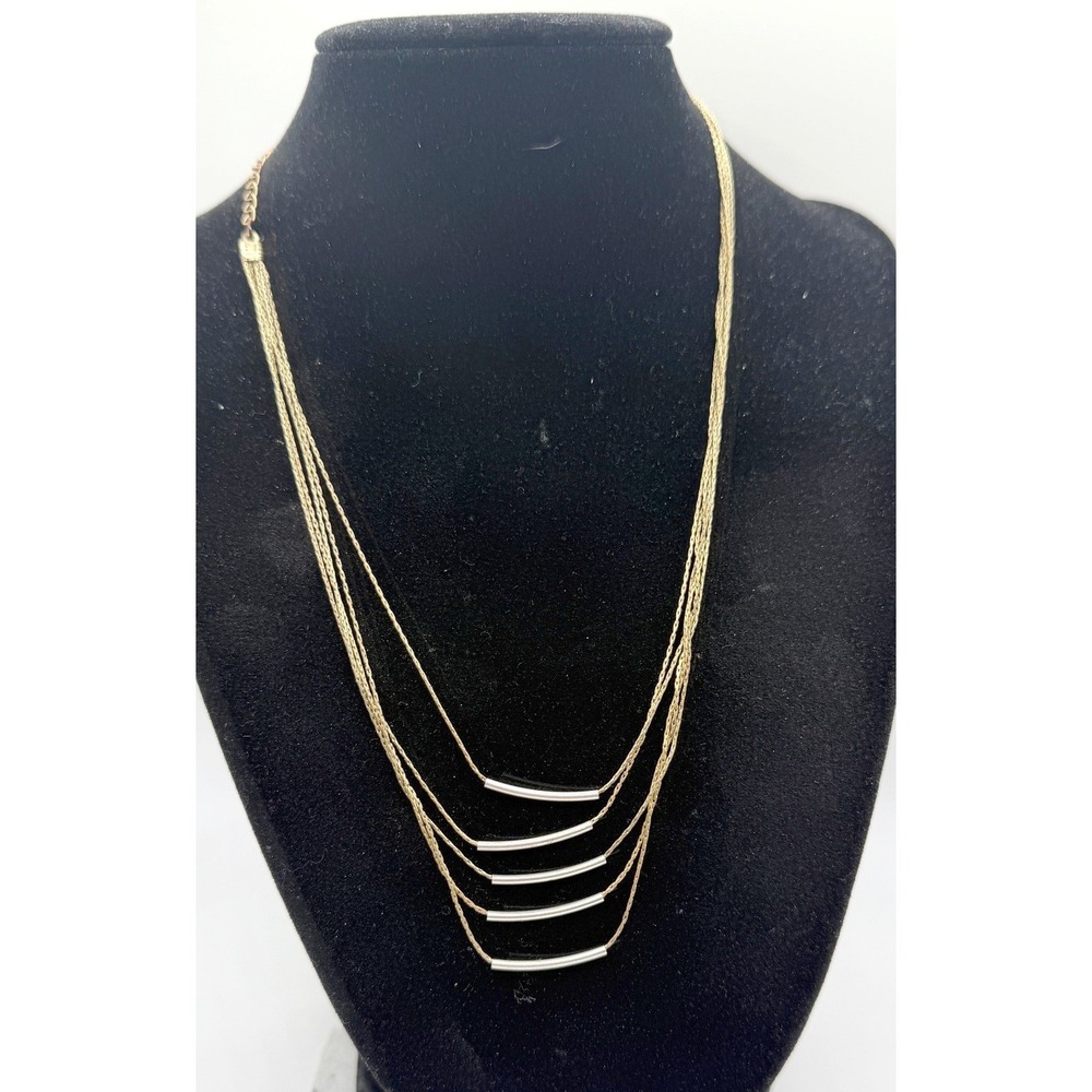 Layered Mixed Metal Necklace Gold Chains Silver‎ Bars 14-17"